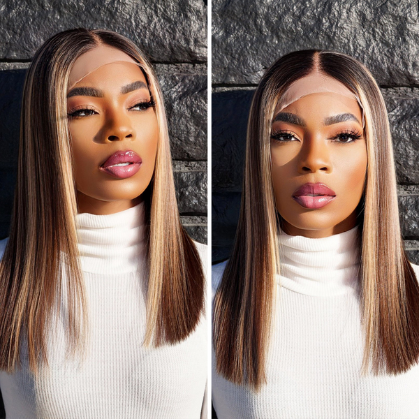 Bridgette - Highlights Blunt Cut Bob Closure Wig