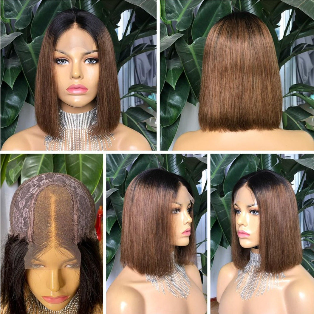 Jenny - Chestnut Brown Ombre Closure Wig