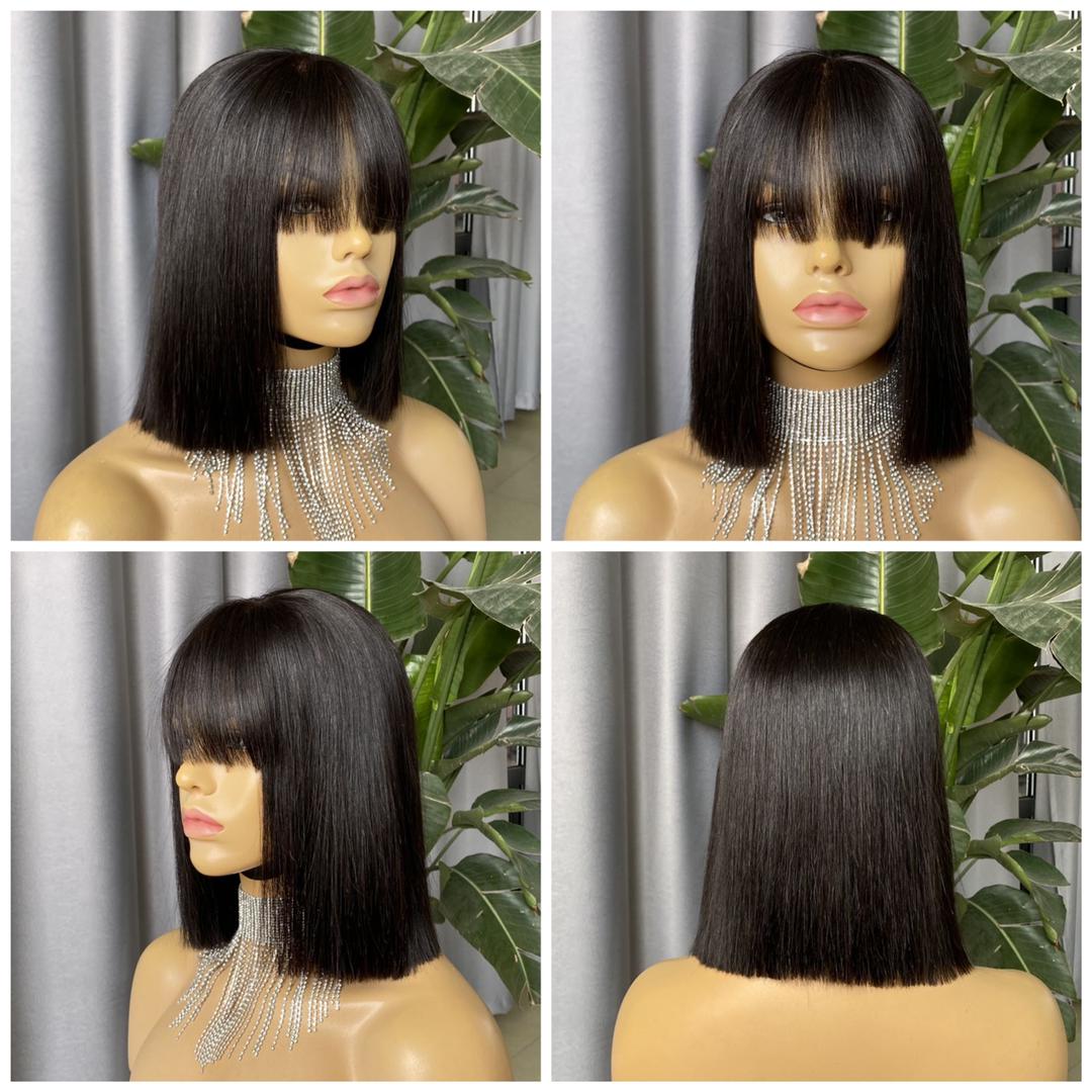 Kim - Black Fringe Bob With Bangs Wig