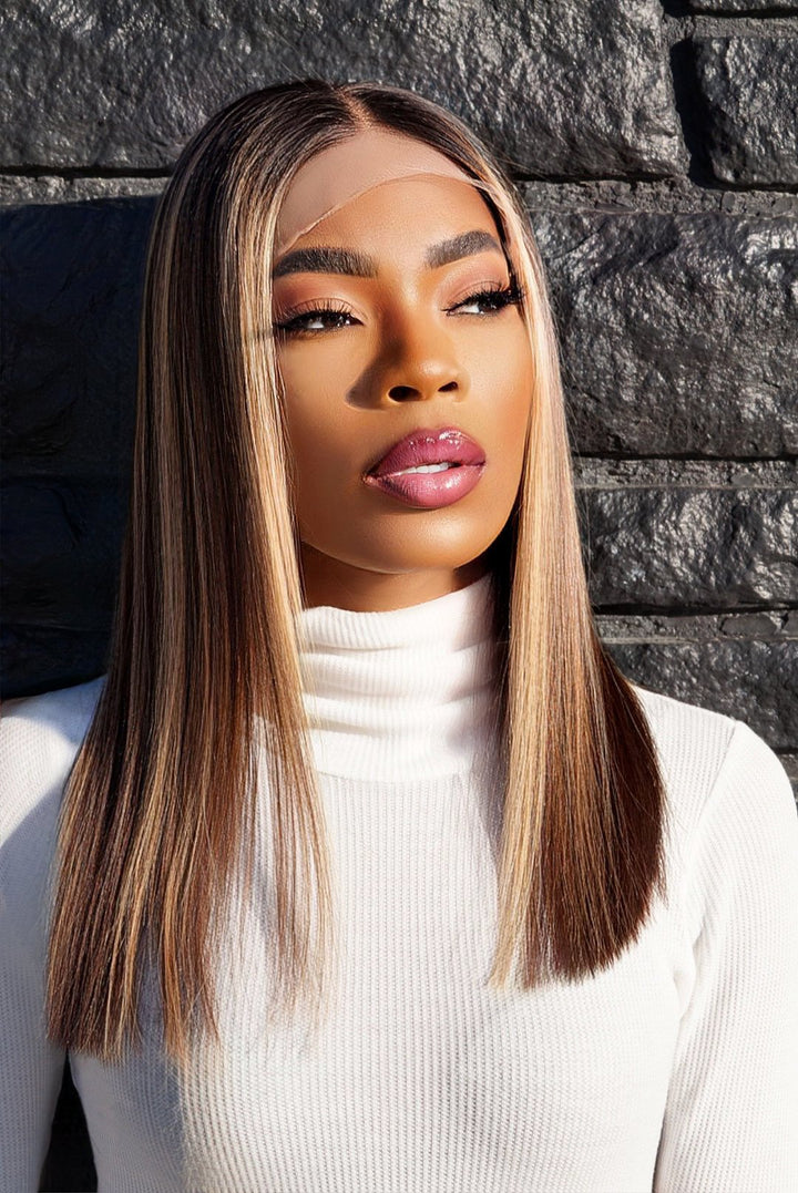 Bridgette - Highlights Blunt Cut Bob Closure Wig – HD Lace Wig by Glamwigs Inc.