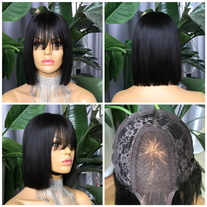 Kim - Black Fringe Bob With Bangs Wig – HD Lace Wig by Glamwigs Inc.