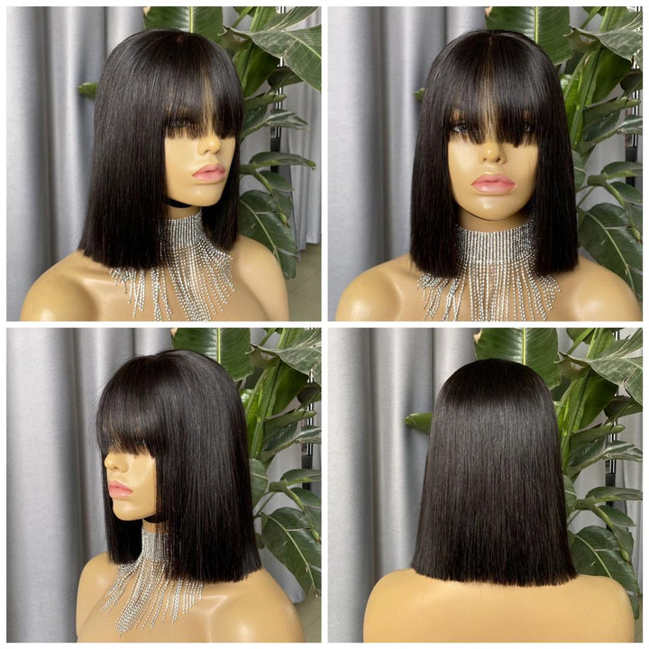 Kim - Black Fringe Bob With Bangs Wig – HD Lace Wig by Glamwigs Inc.
